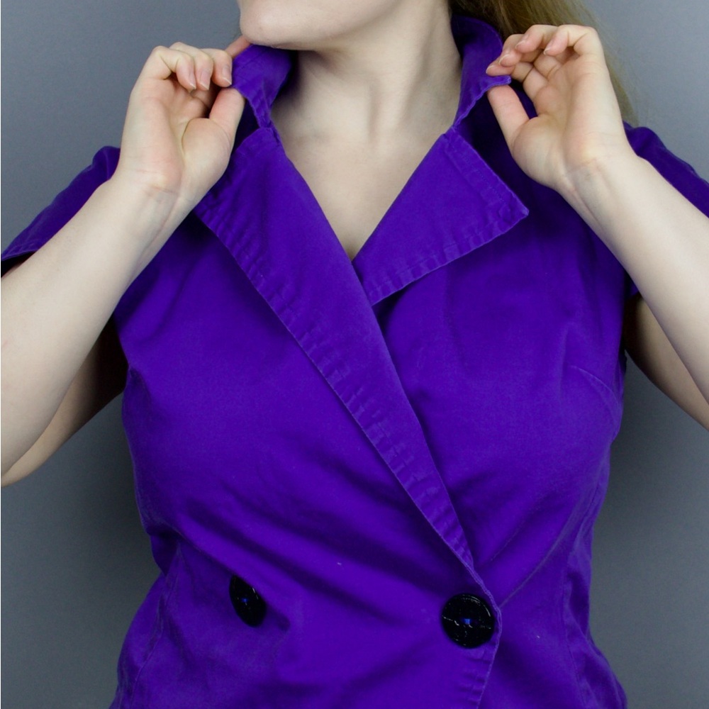 Pre-Loved Vintage Royal Blue Double-Breasted Top